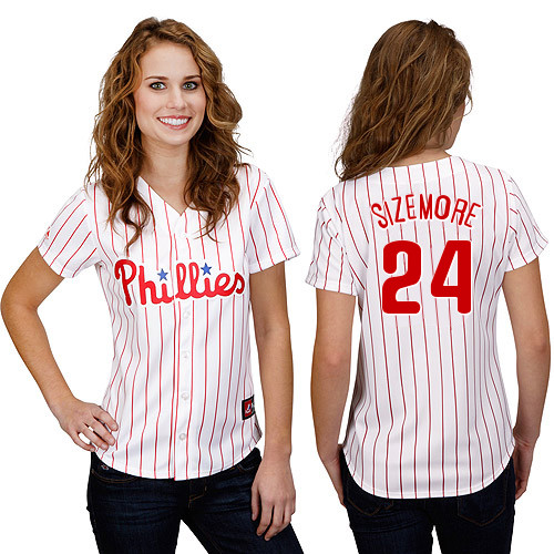 Grady Sizemore #24 mlb Jersey-Philadelphia Phillies Women's Authentic Home White Cool Base Baseball Jersey